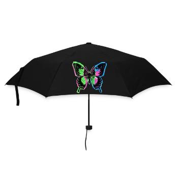 Retro Vintage Schmetterling - Regenschirm (klein) - Schwarz - Vorne