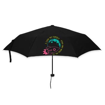 I Love My Family to the Moon Rocket Neon - Umbrella (small) - black - Front