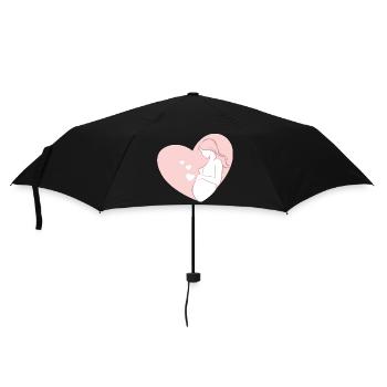 Pregnant Woman in Pink Heart Silhouette - Regenschirm (klein) - Schwarz - Vorne