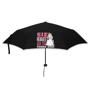 Sie Heiratet Wir Sind Nur Zum Feiern Hier Jga - Regenschirm (klein) - Schwarz - Vorne