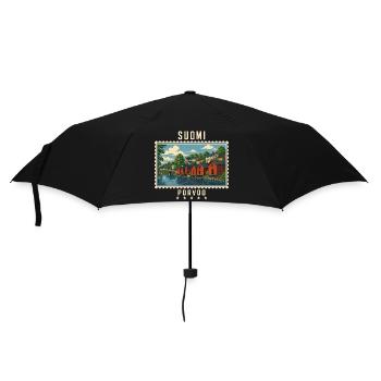 Finnland Porvoo Vintage Reisemarke - Regenschirm (klein) - Schwarz - Vorne