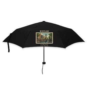 Niederlande Utrecht Vintage Reisemarke - Regenschirm (klein) - Schwarz - Vorne