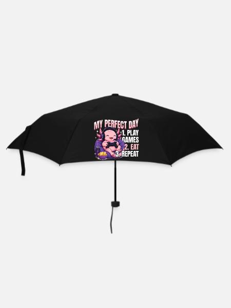 Funny Axolotl Gamer Gaming - Regenschirm (klein) - Schwarz