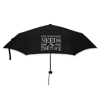 tools wood love humor carpenter joke woodworking - Umbrella (small) - black - Front