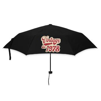 Jahrgang Est 1978 - Regenschirm (klein) - Schwarz - Vorne