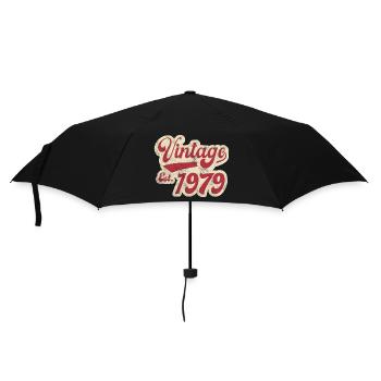 Jahrgang Est 1979 - Regenschirm (klein) - Schwarz - Vorne