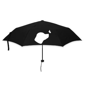 Labrador mit Schmetterling - Regenschirm (klein) - Schwarz - Vorne