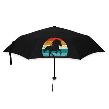 Islandpferd Tölt Retro Vintage - Regenschirm (klein) - Schwarz - Vorne