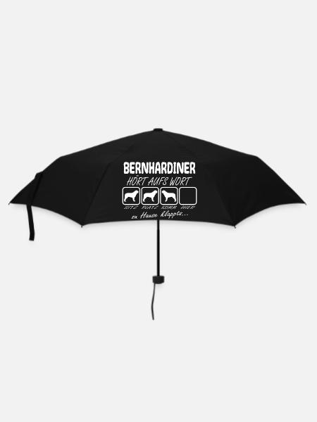 Lustig Bernhardiner hört aufs Wort Spruch - Regenschirm (klein) - Schwarz