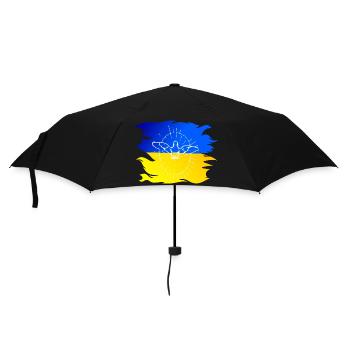 Ukraine flag with dove of peace - Umbrella (small) - black - Front