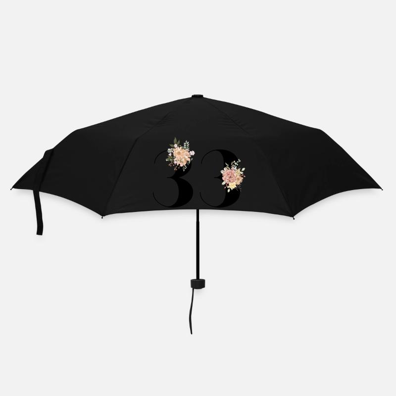 33e anniversaire fleuris (Cadeau de 33 ans) - Parapluie standard - noir