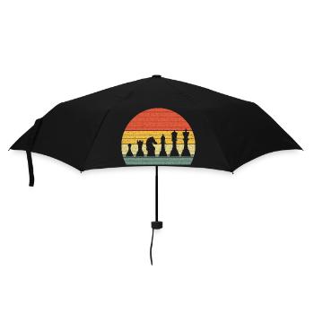 Schach vintage retro - Regenschirm (klein) - Schwarz - Vorne
