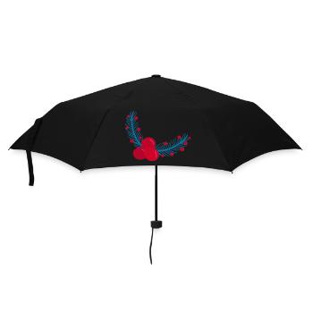 Blätter und Beeren der Weihnachtsstechpalme1 - Regenschirm (klein) - Schwarz - Vorne