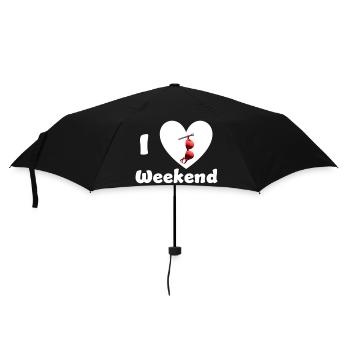 I Love Weekend - Regenschirm (klein) - Schwarz - Vorne