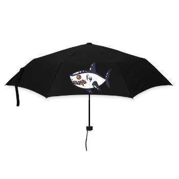 Hai Halloween Comic Lustig - Regenschirm (klein) - Schwarz - Vorne