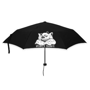 Panda Bear Sleeps With Saying Bearly Awake - Umbrella (small) - black - Front