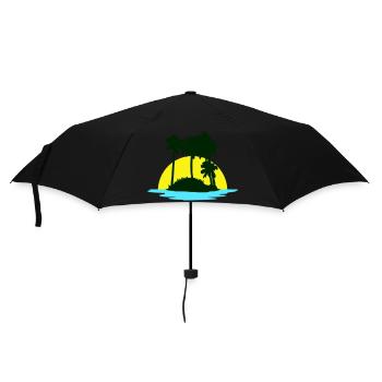 Palmen Insel Strand Urlaub Sonne Meer Schön Abend - Regenschirm (klein) - Schwarz - Vorne