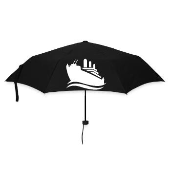 Kreuzfahrtschiff Silhouette Minimalistisch Meer - Regenschirm (klein) - Schwarz - Vorne