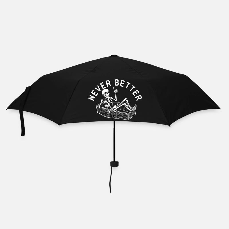 Never Better Spooky Halloween Coffin Skeleton - Umbrella (small) - black