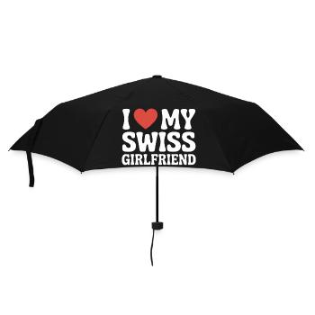 J’adore ma petite amie suisse, la Saint-Valentin suisse - Parapluie standard - noir - Devant