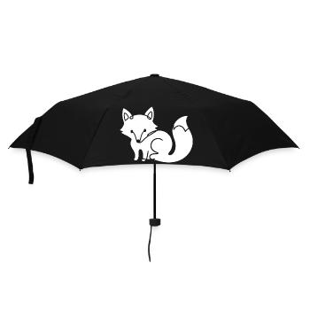 Fuchs Silhouette – Waldtier Minimal Motiv - Regenschirm (klein) - Schwarz - Vorne
