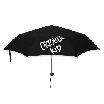 Oktober Kid Schriftprint - Regenschirm (klein) - Schwarz - Vorne