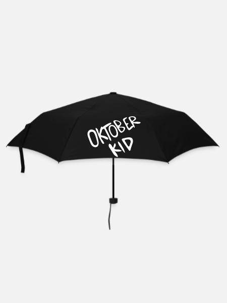 Oktober Kid Schriftprint - Regenschirm (klein) - Schwarz