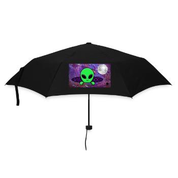Alien Weltraum - Regenschirm (klein) - Schwarz - Vorne