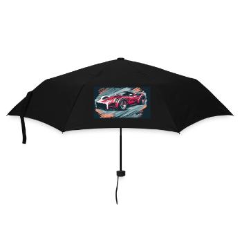 Voiture de course rouge (Collection de voitures de course) - Parapluie standard - noir - Devant