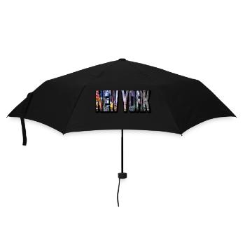New York City USA America America Skyline Font - Umbrella (small) - black - Front