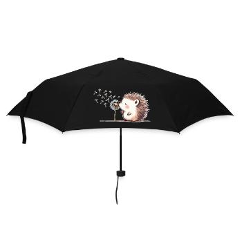 Igel mit Pusteblume - Regenschirm (klein) - Schwarz - Vorne