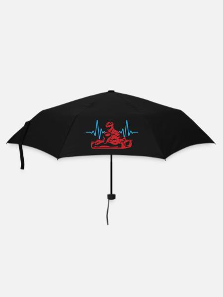 Herzschlag Gokart Go Kart | Farben änderbar - Regenschirm (klein) - Schwarz