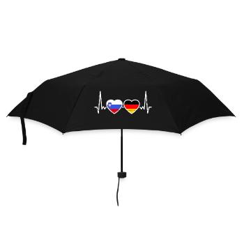 Slowenien Deutschland Herzschlag Flagge Slowene - Regenschirm (klein) - Schwarz - Vorne