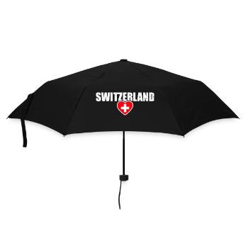 Schweiz Vintage Schweizer Flagge - Regenschirm (klein) - Schwarz - Vorne
