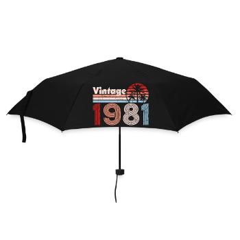 Vintage 1981 Palm Trees Retro Birthday - Umbrella (small) - black - Front