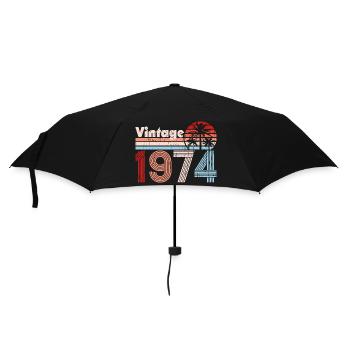 Vintage 1974 Palm Trees Retro Birthday - Umbrella (small) - black - Front