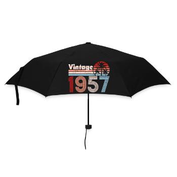 Vintage 1957 Palm Trees Retro Birthday - Umbrella (small) - black - Front