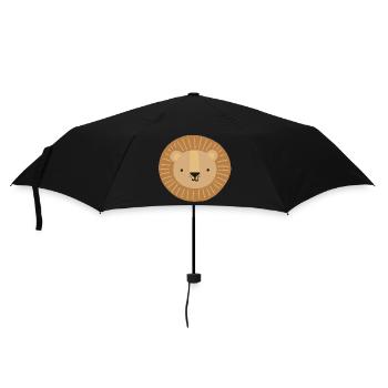 Löwenkopf Kindermotiv - Regenschirm (klein) - Schwarz - Vorne