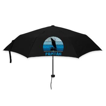 PAPITÄN - Papa, der Kapitän und Anker - Geschenk - Regenschirm (klein) - Schwarz - Vorne