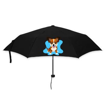 Papillon Cartoon Dog - Umbrella (small) - black - Front