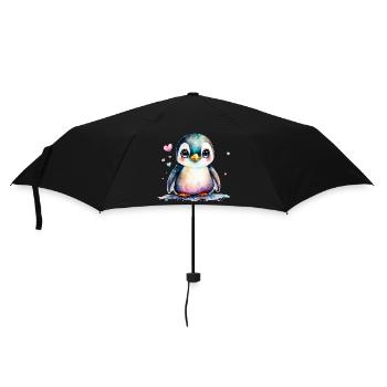 Ein kleines süsses Baby Pinguin Vogel Pinguine - Regenschirm (klein) - Schwarz - Vorne