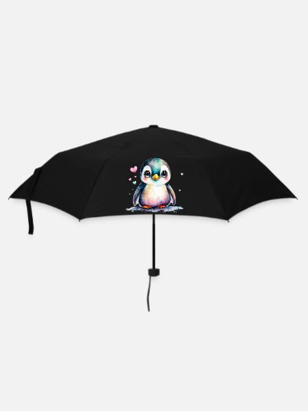 Ein kleines süsses Baby Pinguin Vogel Pinguine - Regenschirm (klein) - Schwarz
