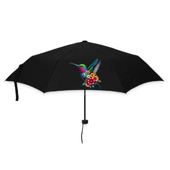 Hummingbird decorated with flowers - Umbrella (small) - black - Front