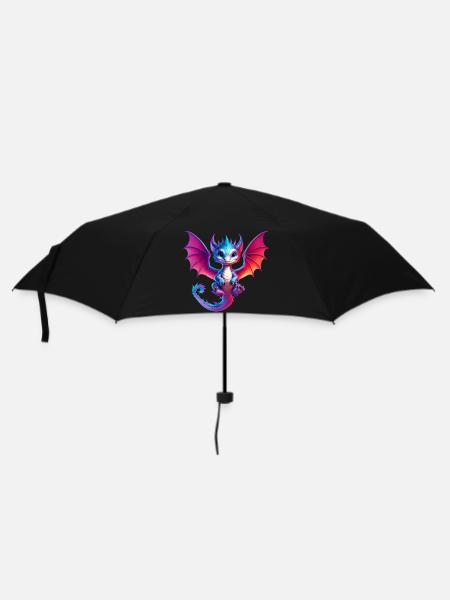 Drache - Regenschirm (klein) - Schwarz