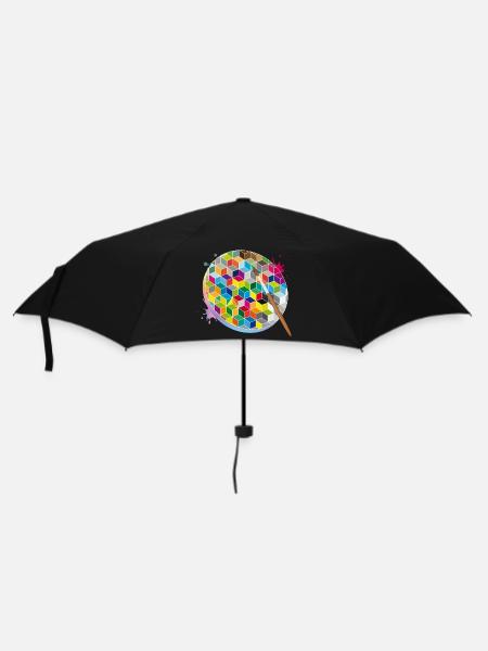 Kreative Künstlerpalette mit geometrischen Farben - Regenschirm (klein) - Schwarz