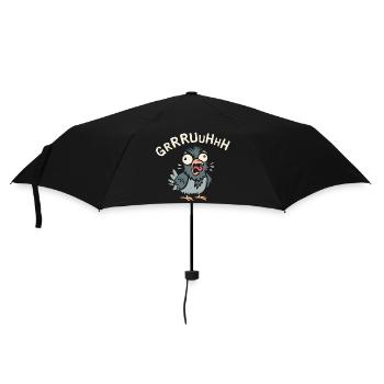 crazy pigeon gruh in comic and cartoon logo style - Umbrella (small) - black - Front