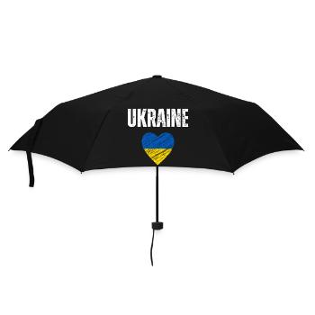 Ich liebe die Ukraine, ukrainische Flagge - Regenschirm (klein) - Schwarz - Vorne