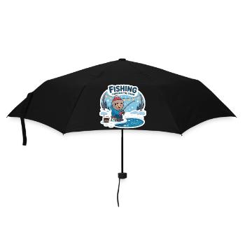 Fishing Through The Snow Eisfischen Winter Angeln - Umbrella (small) - black - Front