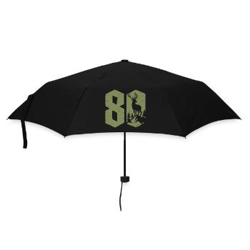 Jäger 80. Geburtstag Jagd 80 Jahre Zahl Hirsch - Regenschirm (klein) - Schwarz - Vorne