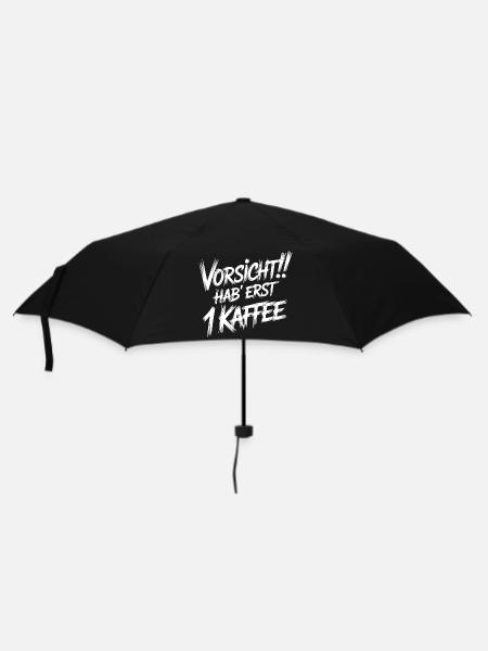 Vorsicht Erst 1 Kaffee - Regenschirm (klein) - Schwarz